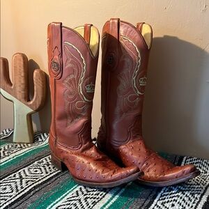 Ostrich print Leather EL PADRINO handcrafted Mexican cowboy boots